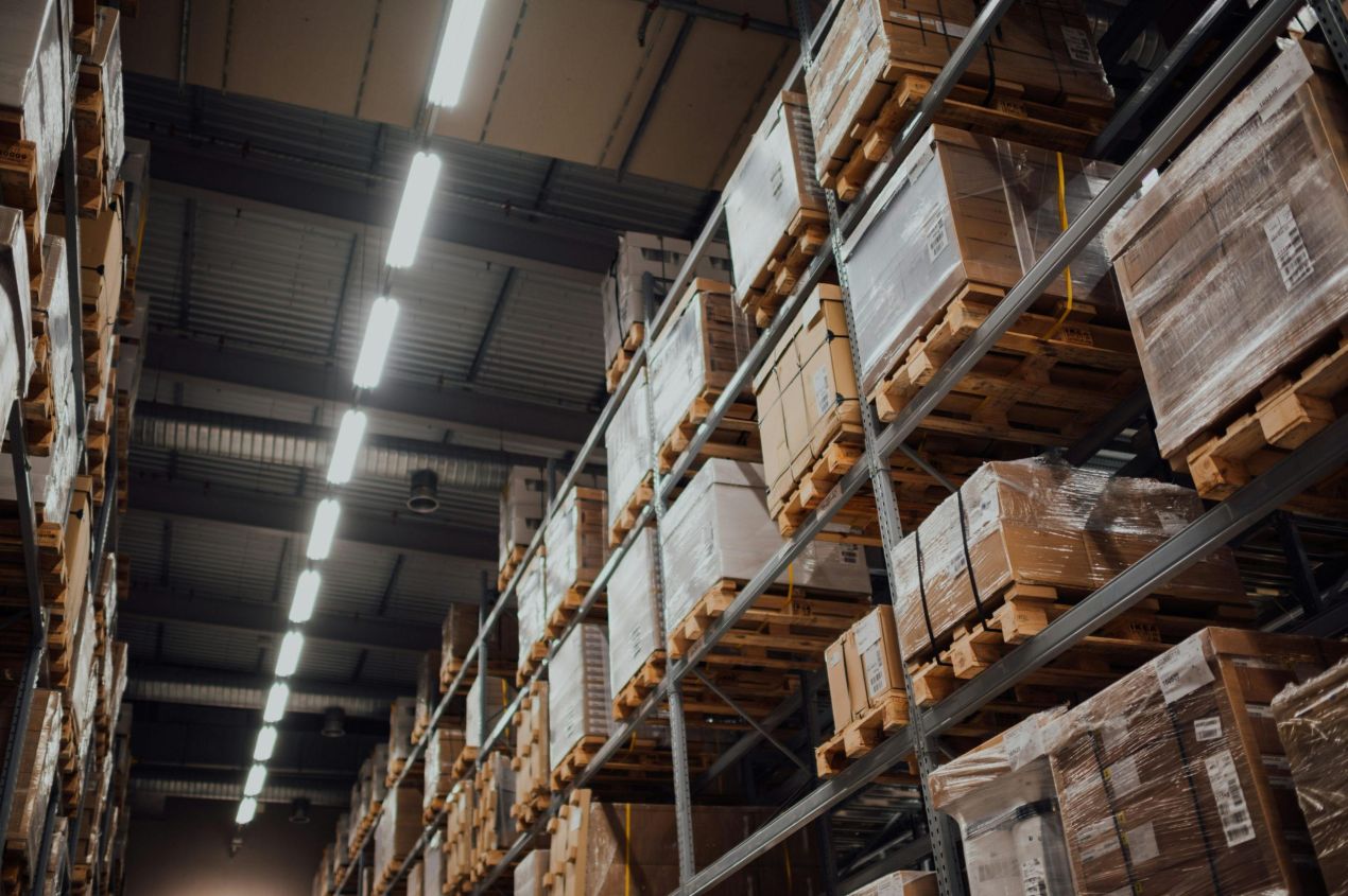 Interior of UKFM's large secure warehouse facility in Belvedere, South East London