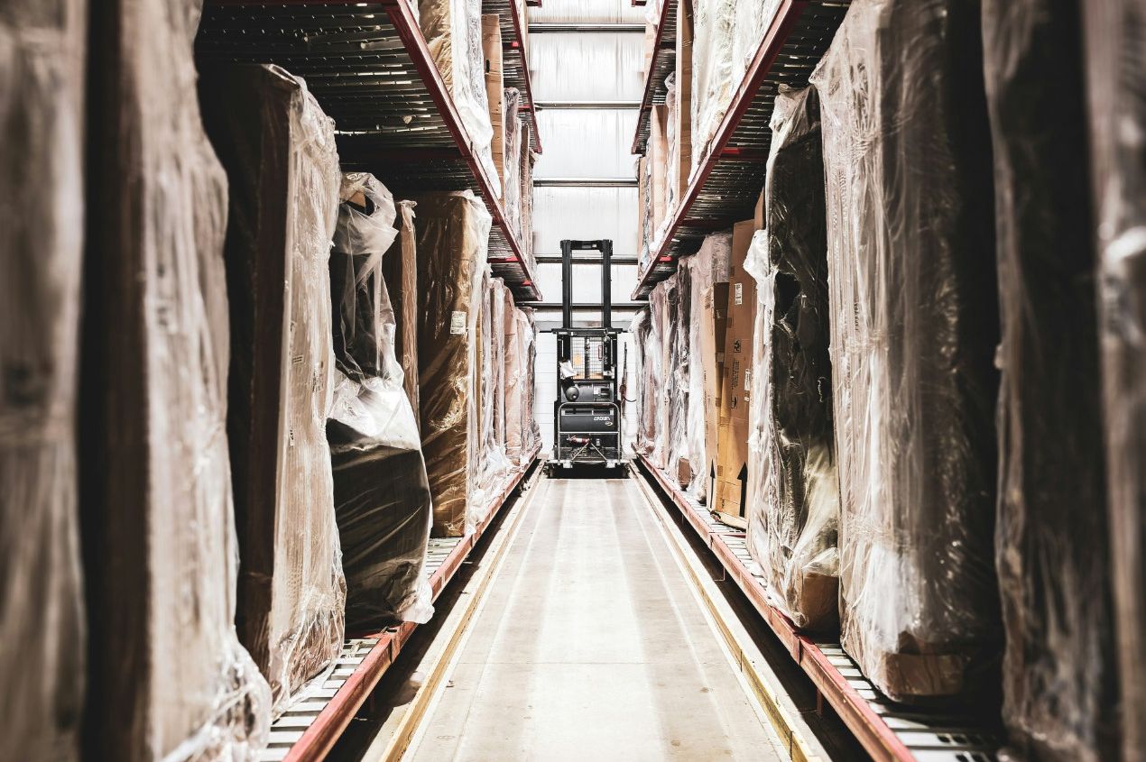 Large secure warehouse interior at UKFM's Belvedere facility in South East London